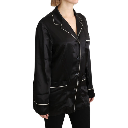 Dolce & Gabbana Black Shirt Silk Stretch Top Blouse TSH4819-38