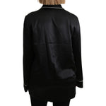 Dolce & Gabbana Black Shirt Silk Stretch Top Blouse TSH4819-44