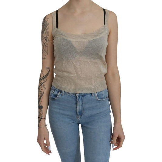 BYBLOS Beige Sleeveless Spaghetti Strap Tank See Through Top TSH4383-46
