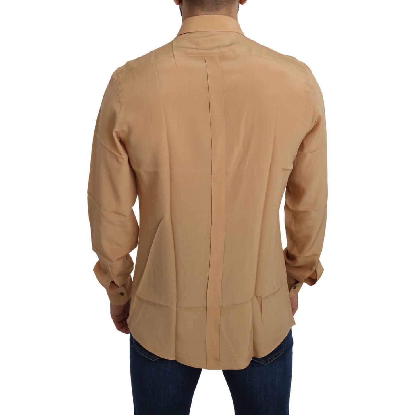 Dolce & Gabbana Elegant Yellow Silk Men's Formal Shirt TSH5213-IT40/M-FBB-253
