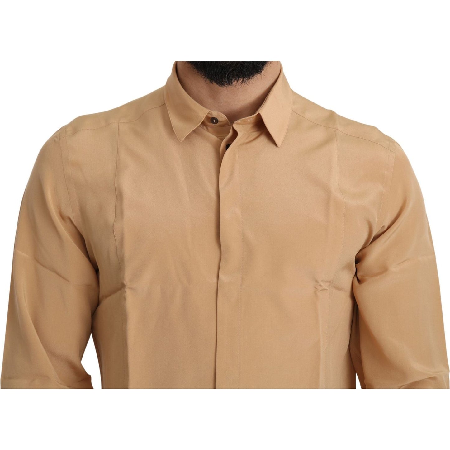Dolce & Gabbana Yellow 100% Silk GOLD Top Slim Shirt TSH5213-38