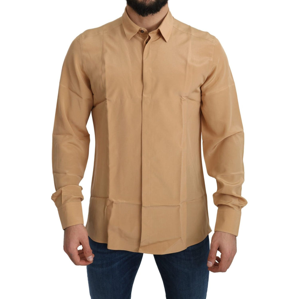Dolce & Gabbana Elegant Yellow Silk Men's Formal Shirt TSH5213-IT40/M-FBB-253