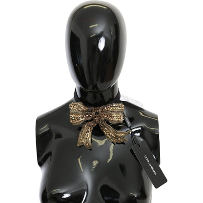 Dolce & Gabbana Gold Crystal Beaded Sequined 100% Silk Catwalk Necklace Necklace