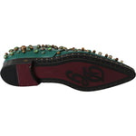 Dolce & Gabbana Green Leather Crystal Dress Broque Shoes LA7212-41
