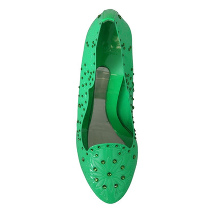 Dolce & Gabbana Green Crystal Floral Heels CINDERELLA Shoes