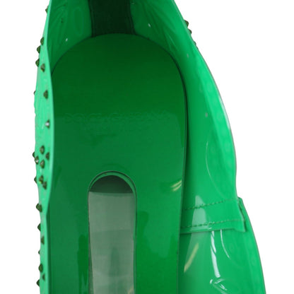 Dolce & Gabbana Green Crystal Floral CINDERELLA Heels Shoes