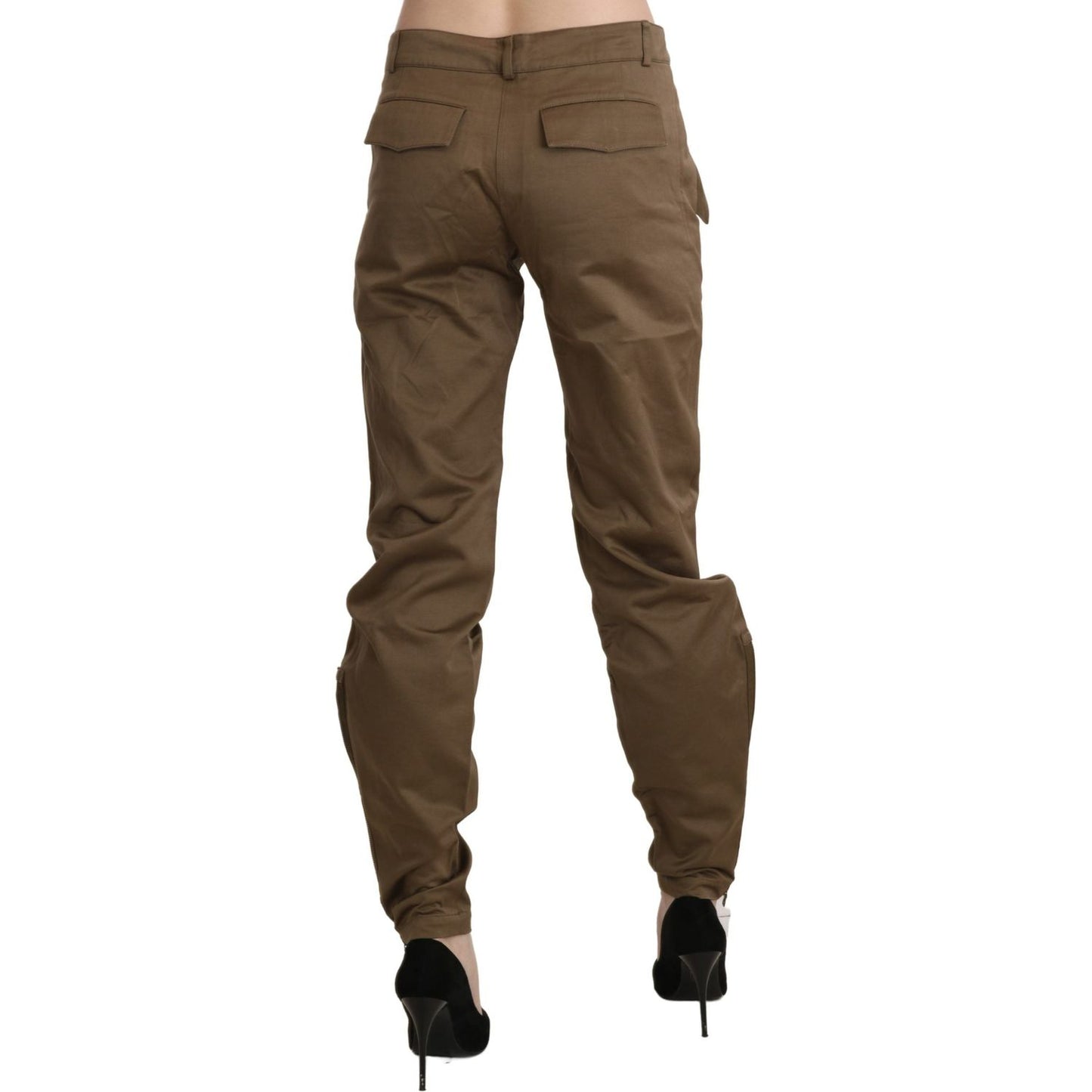 Ermanno Scervino Brown Mid Waist Straight Cotton Pants PAN71152-40