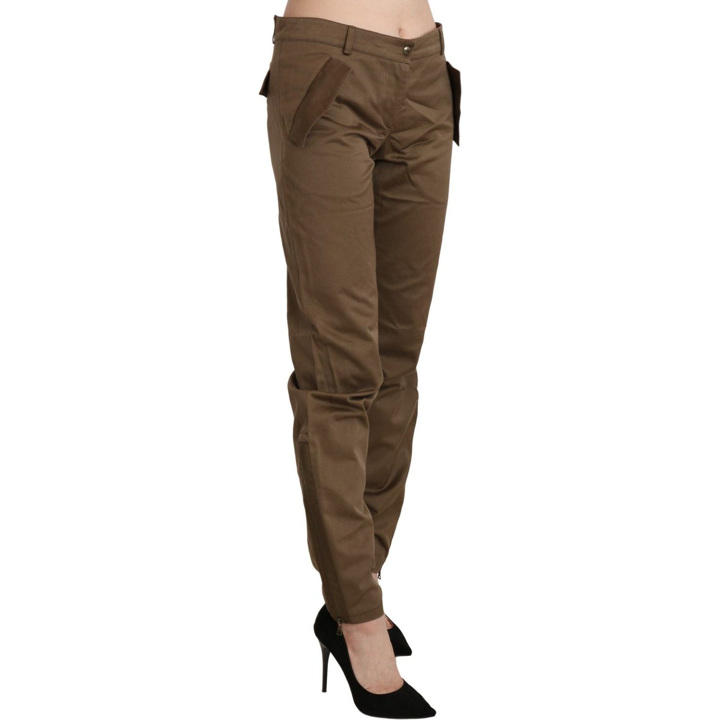 Ermanno Scervino Brown Mid Waist Straight Cotton Pants PAN71152-40