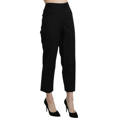 BENCIVENGA Black High Waist Straight Cropped Dress Pants Jeans & Pants