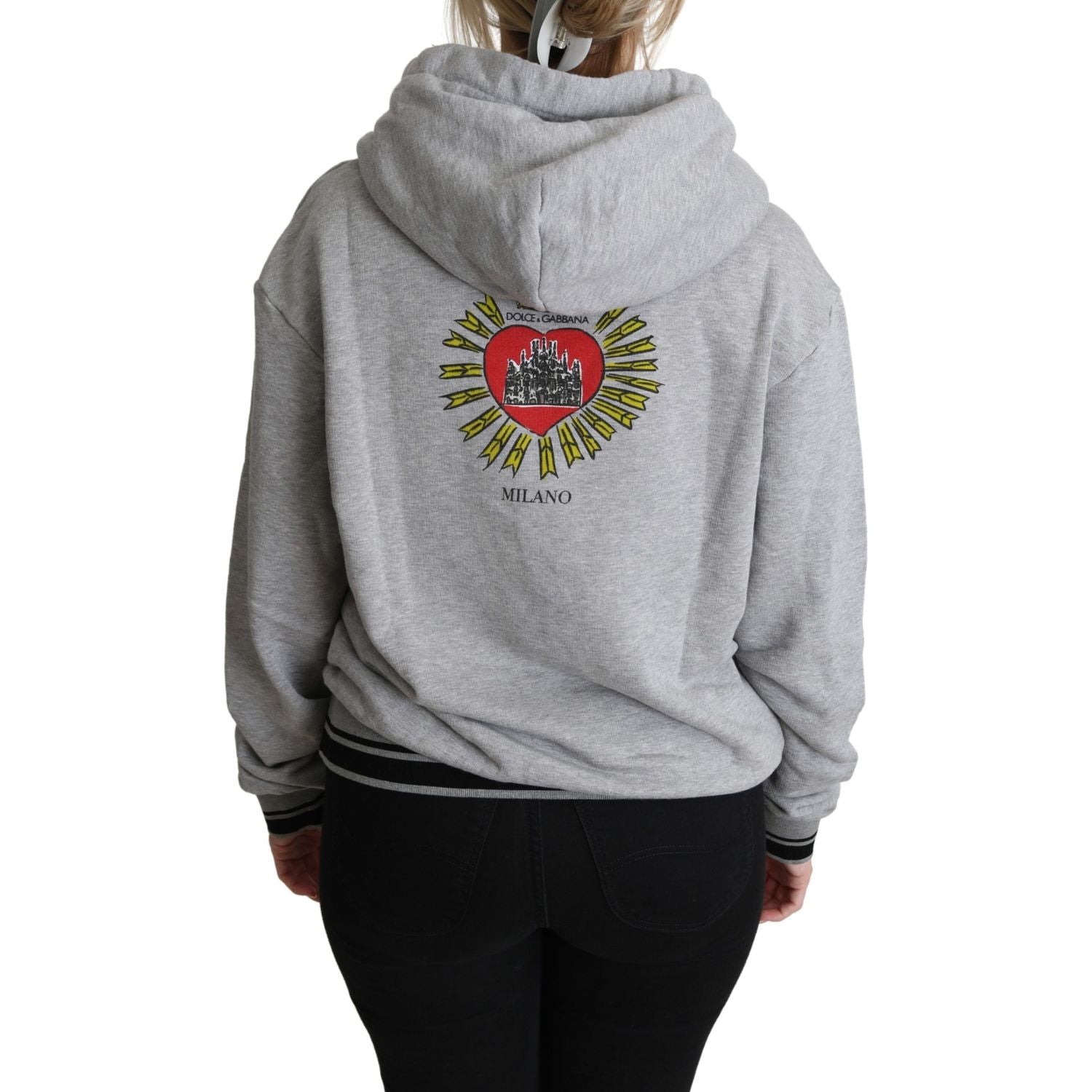 سترة قطنية رمادية بغطاء رأس حصرية من دولتشي آند غابانا