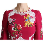 Dolce & Gabbana Red Floral Embroidered Sheath Midi Dress DR2636-42