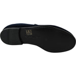 Dolce & Gabbana Blue Velvet Gold Logo Slipper Loafers Shoes MV3487-39.5