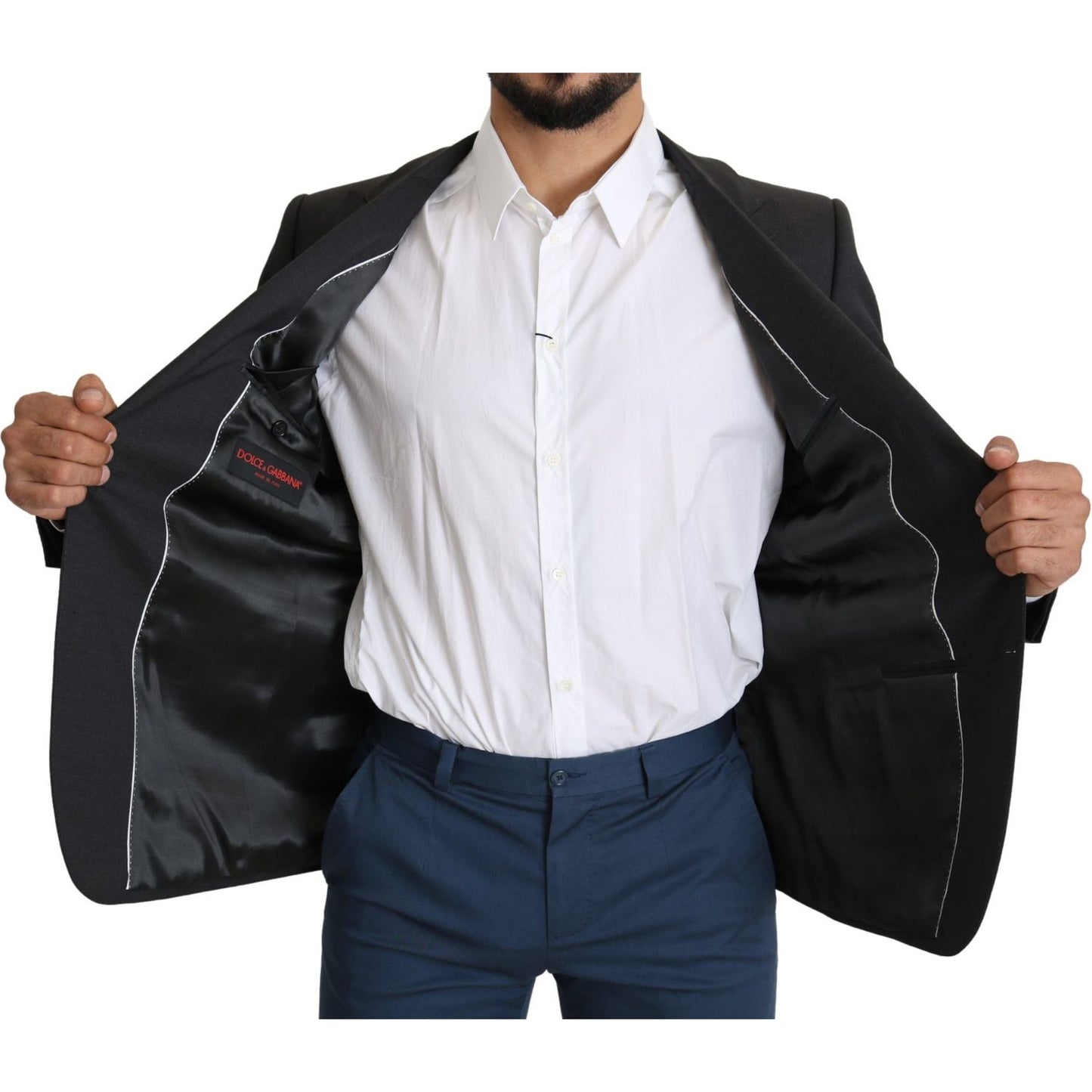 Dolce & Gabbana Gray Wool Single Breasted Coat Blazer JKT2709-52