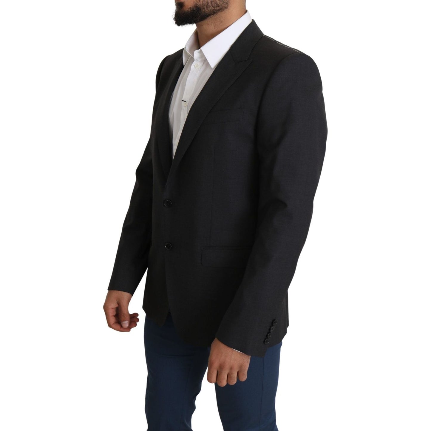 Dolce & Gabbana Gray Wool Single Breasted Coat Blazer JKT2709-52