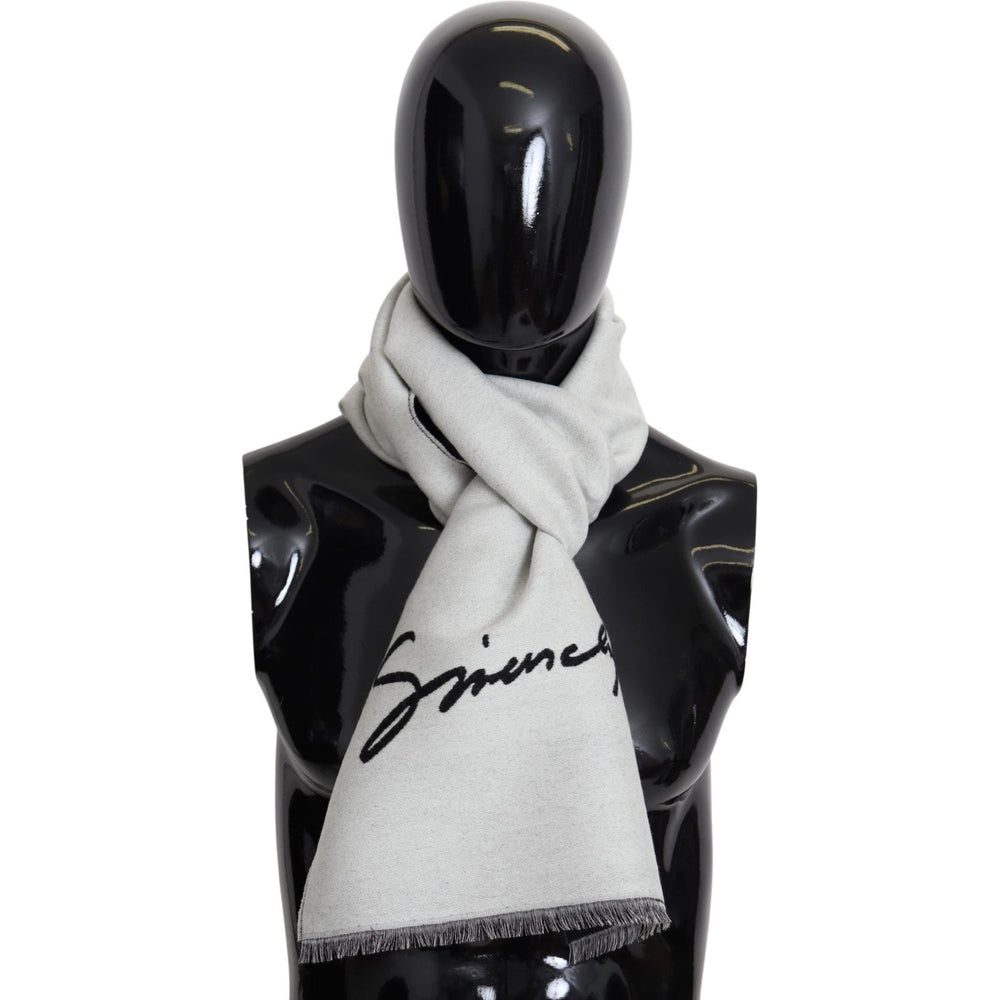 Givenchy Elegant Monochrome Wool-Silk Blend Scarf Wool Wrap Shawls Givenchy Dark Slate Gray