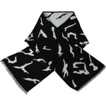 Givenchy Black White Wool Unisex Winter Warm Scarf Wrap Shawl MS1848