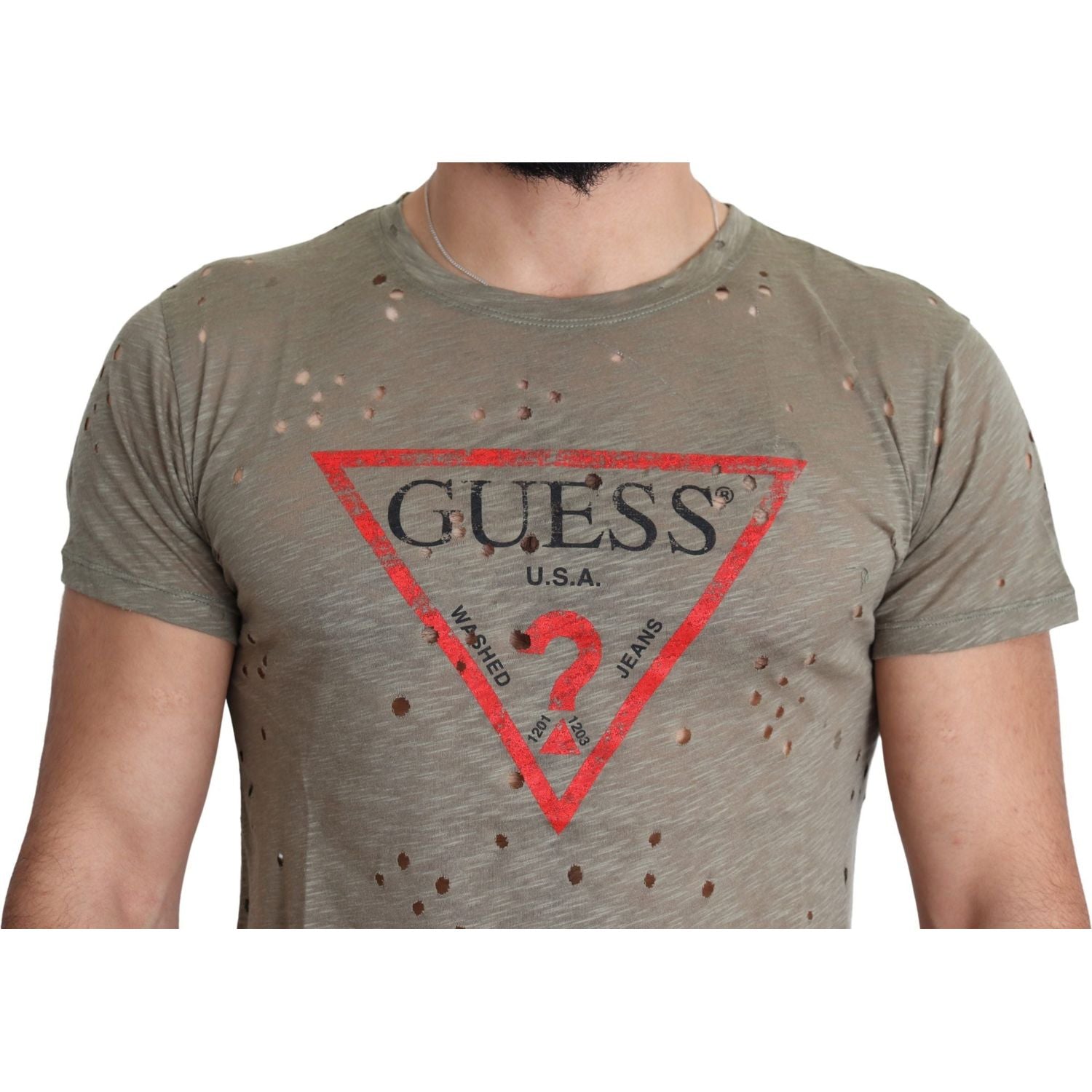 تي شيرت Guess Chic Brown Cotton Stretch Tee