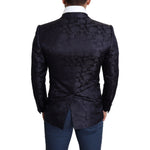 Dolce & Gabbana Blue Floral Jacquard Silk Coat MARTINI Blazer JKT2778-44