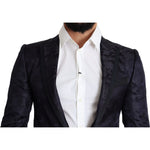Dolce & Gabbana Blue Floral Jacquard Silk Coat MARTINI Blazer JKT2778-44