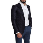 Dolce & Gabbana Blue Floral Jacquard Silk Coat MARTINI Blazer JKT2778-44