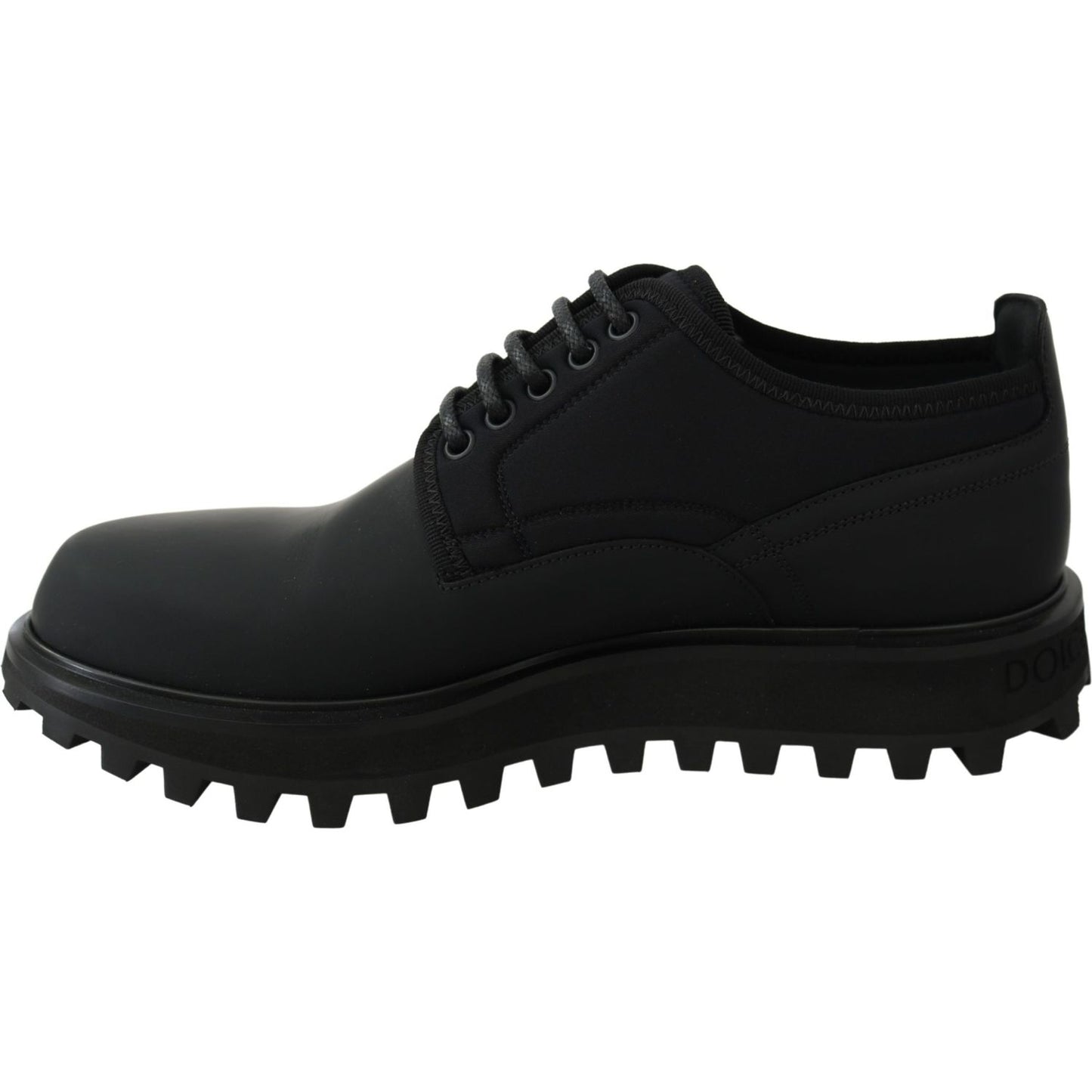 Dolce & Gabbana Black Rubberized Calfskin Chunky Derby Vulcano Shoes