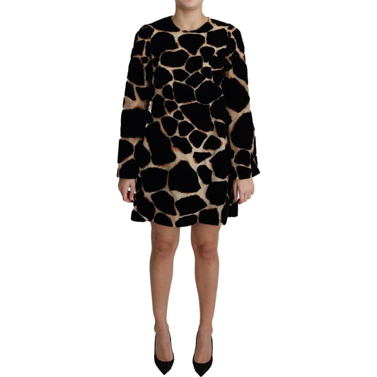 Dolce & Gabbana Black Giraffe Print Shift Mini Dress DR2645-36