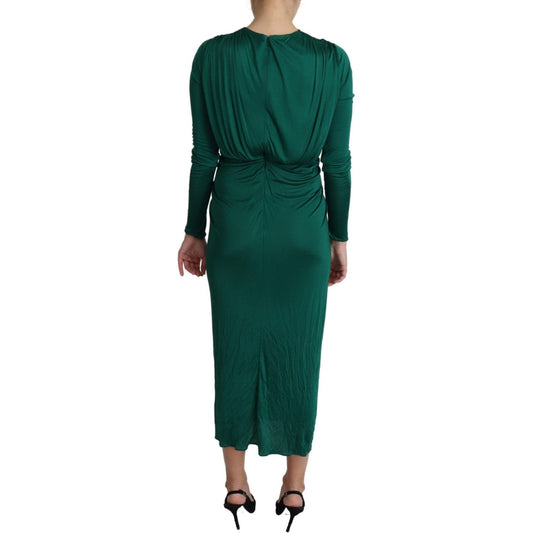 Dolce & Gabbana Green Fitted Silhouette Midi Viscose Dress DR2717-36