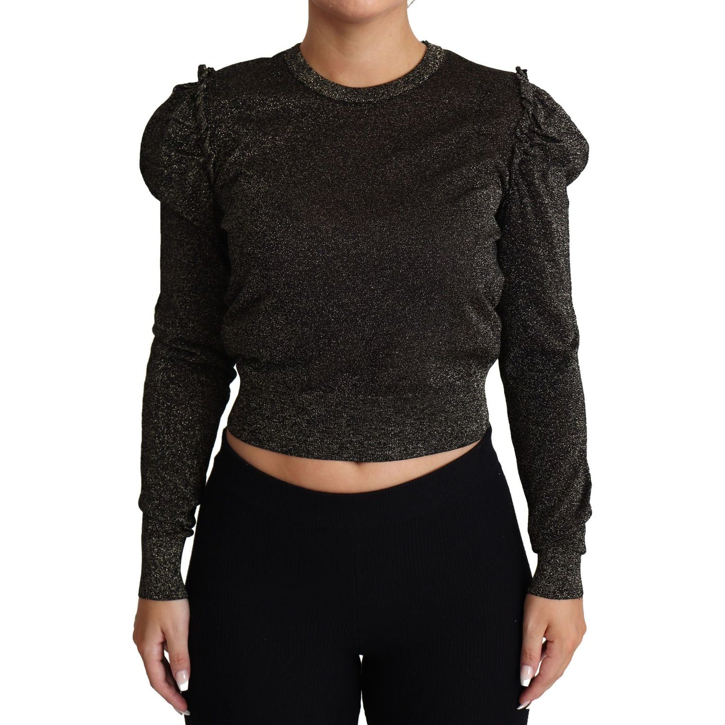 Dolce & Gabbana Black Gold Cropped Women Pullover Sweater TSH5690-36