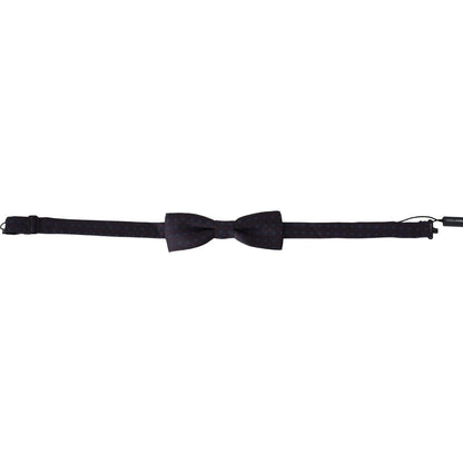 Dolce & Gabbana Gray Pattern Silk Adjustable Neck Papillon Bow Tie Bow Tie