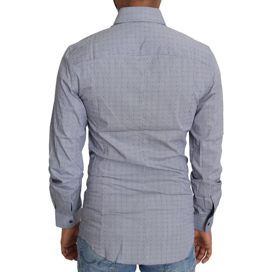 Dolce & Gabbana Gray Dotted Semi Fitted Formal SICILIA Shirt TSH5464-37