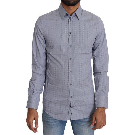 Dolce & Gabbana Gray Dotted Semi Fitted Formal SICILIA Shirt TSH5464-37