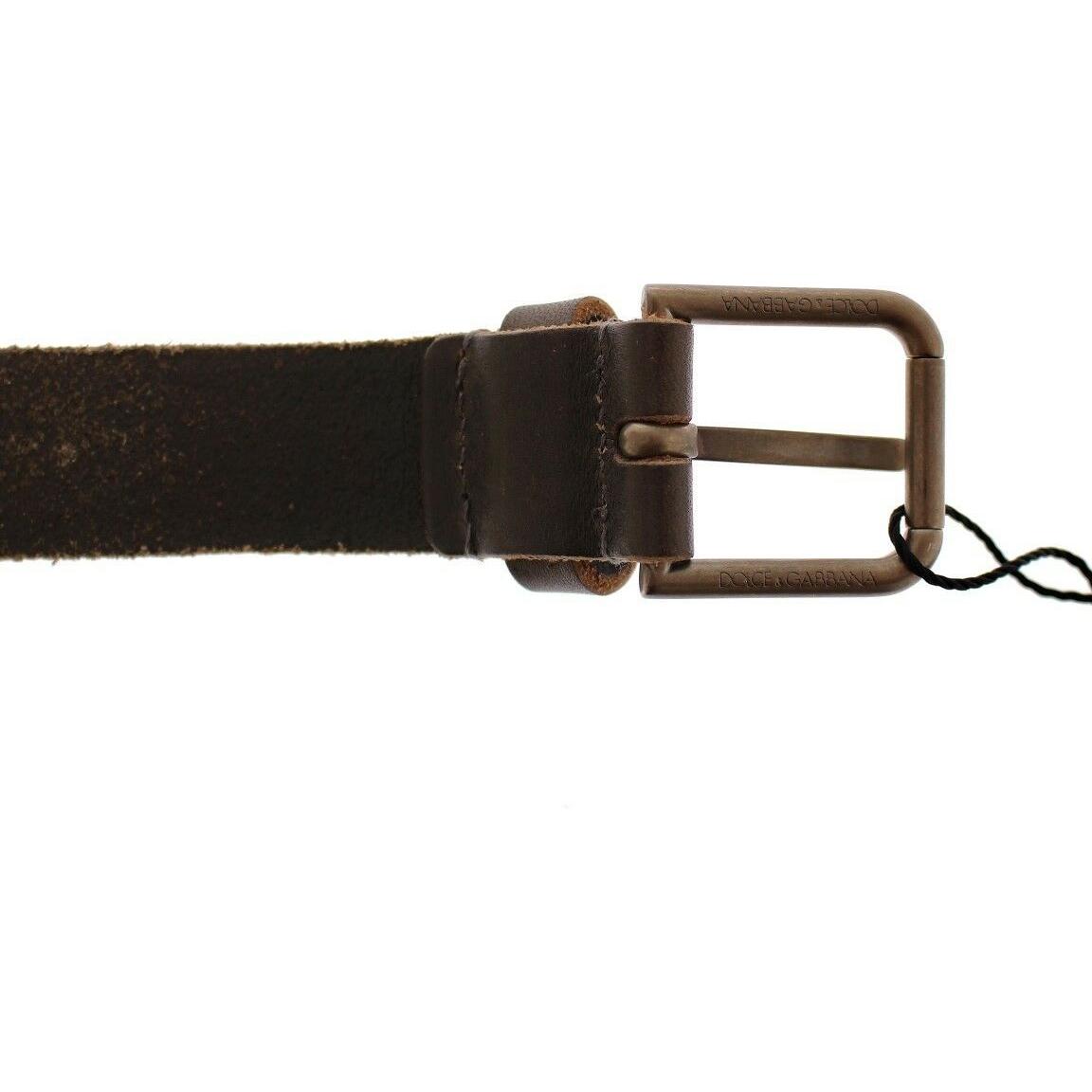 Dolce & Gabbana Brown Leather Logo Cintura Gürtel Belt Belt