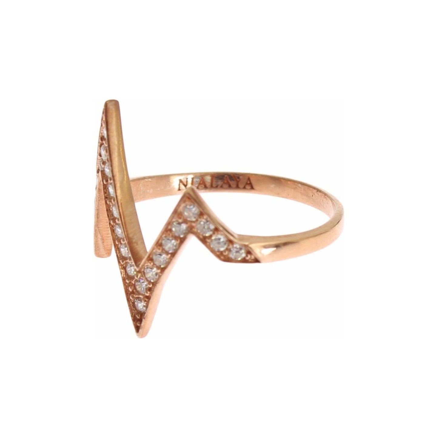 Nialaya Pink Gold 925 Silver Womens Clear Ring SIG19104-US4
