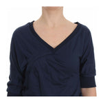 Exte Blue Cotton Top Pullover Deep V-neck Women Sweater DRE10077-40