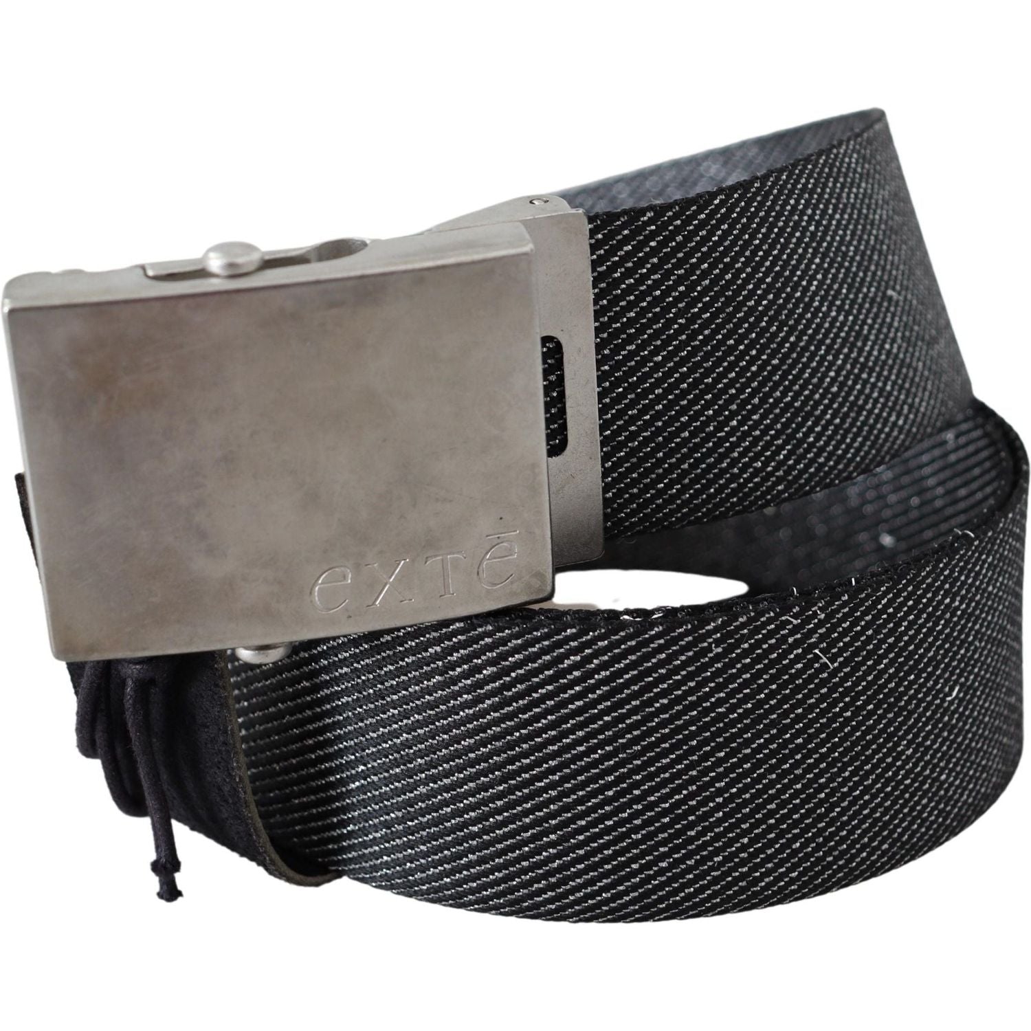 Exte Black Silver Metal Brushed Buckle Waist Belt