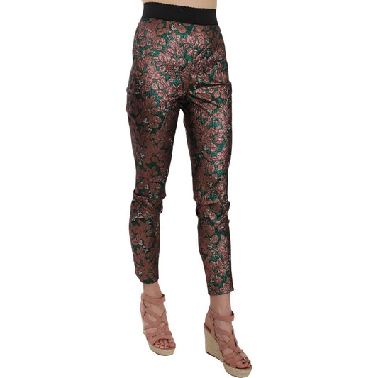 Dolce & Gabbana Multicolor Iridescent Brocade Jacquard Trousers Crop Pants PAN70014-36
