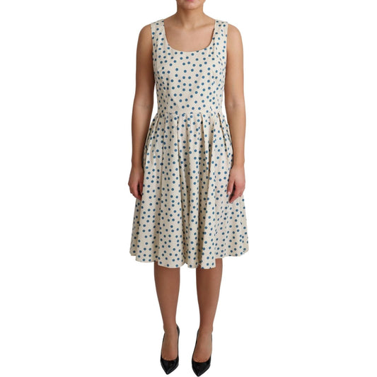 Dolce & Gabbana Beige Dotted Cotton A-Line Gown Dress DR2746-42