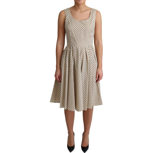 Dolce & Gabbana Beige Polka Dotted Cotton A-Line Dress DR2751-42
