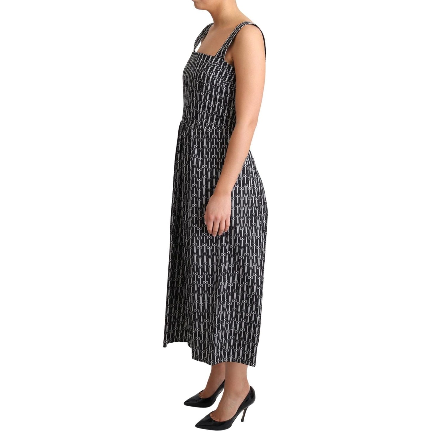 Dolce & Gabbana Black White Pattern Cotton A-Line Dress DR2755-44