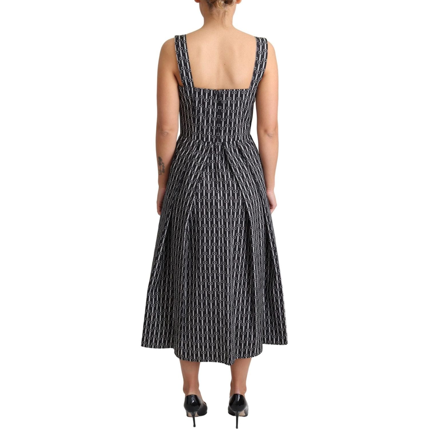 优雅无袖几何 A 字连衣裙