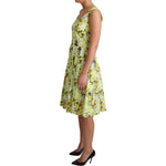 Dolce & Gabbana Yellow Floral Cotton Stretch Gown Dress DR2757-38