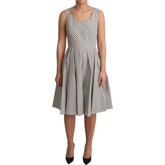 Dolce & Gabbana Beige Polka Dotted Cotton A-Line Dress DR2766-40