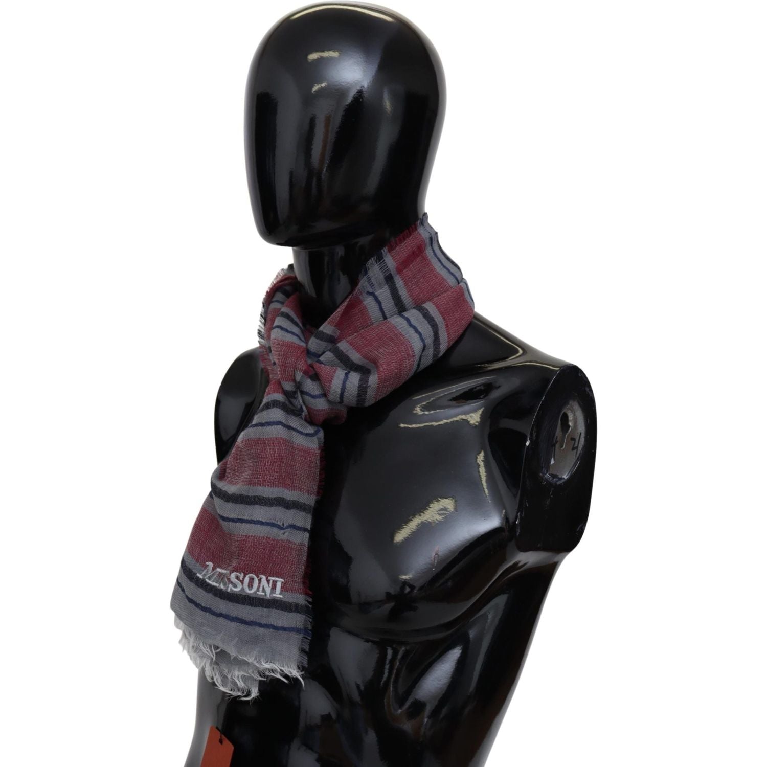 优雅多色条纹羊毛围巾