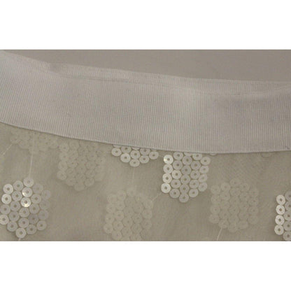 Koonhor White Sequined Straight Pencil Skirt