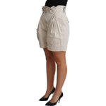 Dolce & Gabbana Beige Cotton Pleated High Waist Casual Shorts PAN71872-40