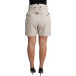 Dolce & Gabbana Beige Cotton Pleated High Waist Casual Shorts PAN71872-40