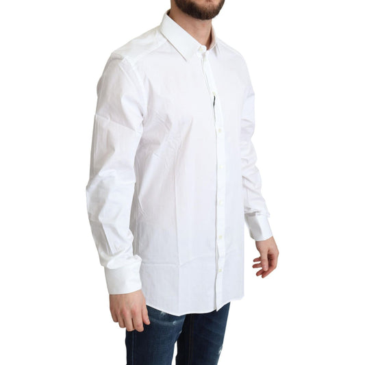 Dolce & Gabbana White Cotton Stretch Men Dress Formal Shirt TSH5936 -38