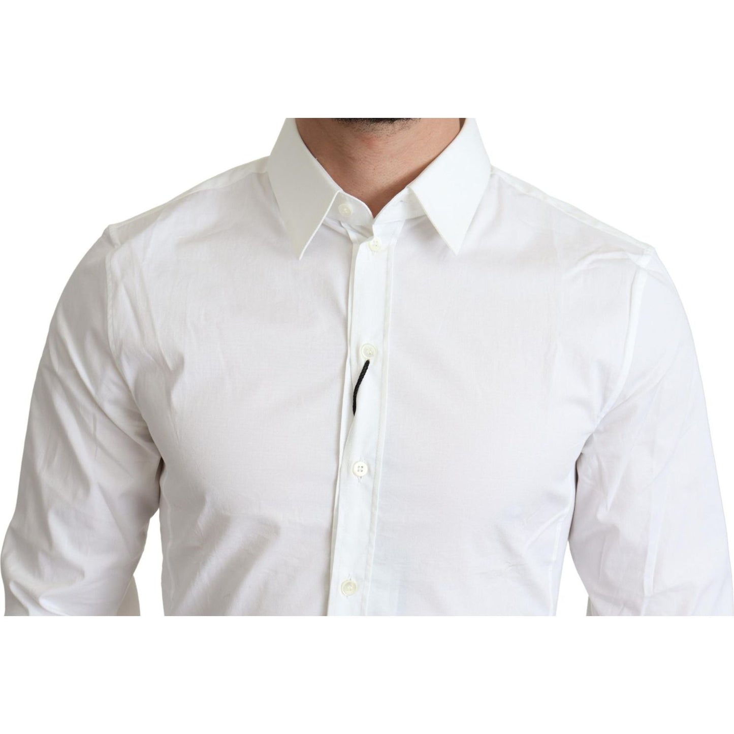 Dolce & Gabbana White Cotton Stretch Men Formal SICILIA Shirt TSH5939 -38
