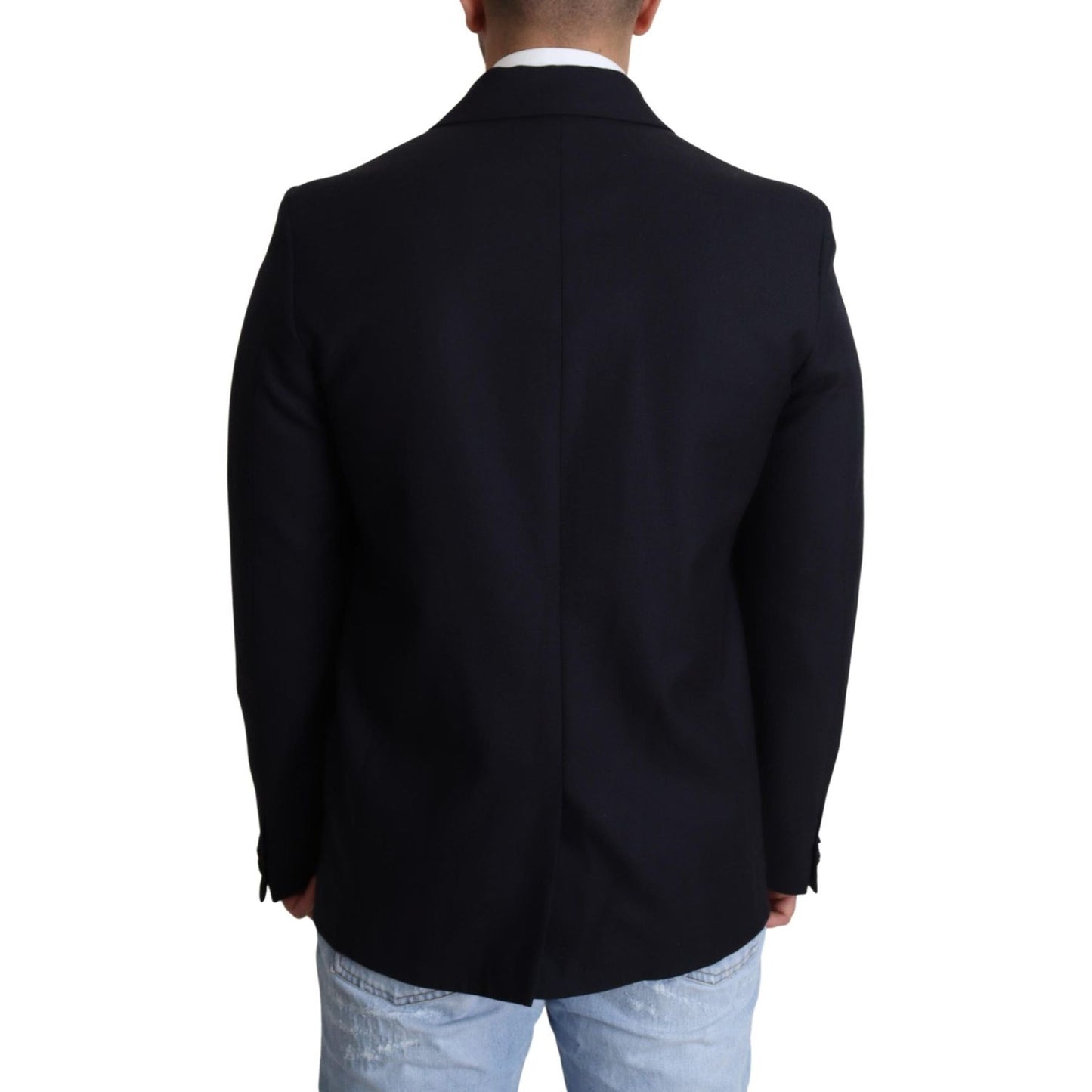 Dolce & Gabbana Dark Blue Wool Single Breasted Coat Jacket JKT2899-46