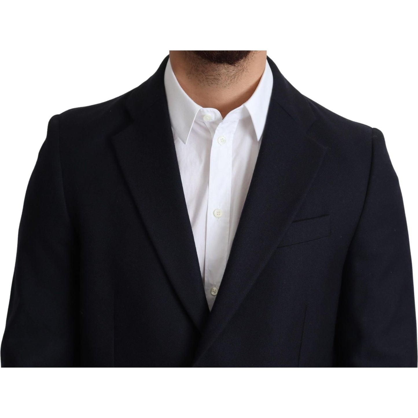 Dolce & Gabbana Dark Blue Wool Single Breasted Coat Jacket JKT2899-46
